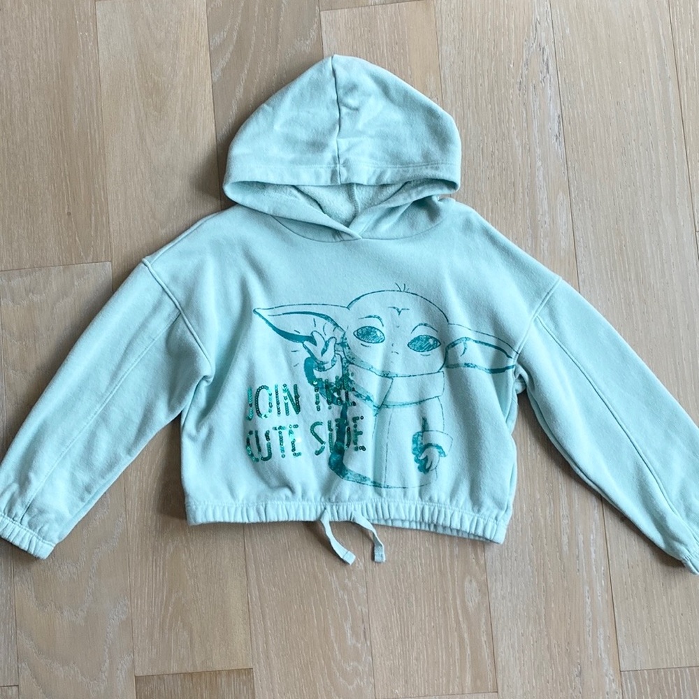 Baby Yoda Cropped Hoodie Sweater